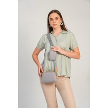 Just Polo Kadın Cüzdanlı Omuz Çantası JPM4009 Acık Gri Taba