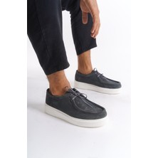 Mubiano Hakiki Deri MBSR3535-GR Erkek Bağcık Detay Süet Günlük Gri Ayakkabı & Loafer