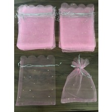 Sakızağacı 12X14 cm Pembe Çerez Kesesi Organze Tül Kese Lavanta Kesesi(10 Adet)