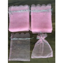 Sakızağacı 12X14 cm Pembe Çerez Kesesi Organze Tül Kese Lavanta Kesesi(10 Adet)