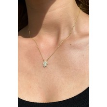 Glamie Jewelry 925 Ayar Gold Kaplamalı Fatma Ana Eli Gümüş Kolye
