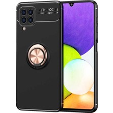 ZORE Samsung Galaxy A22 4g Uyumlu Kılıf Zore Ravel Silikon Kapak, Siyah-Rose Gold