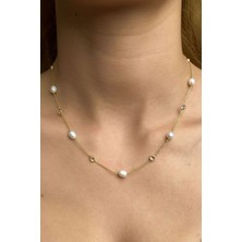 Glamie Jewelry 925 Ayar Gold Kaplamalı Incili Gümüş Kolye