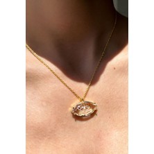 Glamie Jewelry 925 Ayar Gold Kaplamalı Göz Gümüş Kolye
