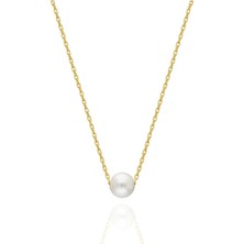 Glamie Jewelry 925 Ayar Gold Kaplamalı Incili Gümüş Kolye