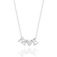 Glamie Jewelry 925 Ayar Rodyum Kaplamalı Kalpli Kişiye Özel 2 Harfli Gümüş Kolye