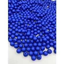 Hedef Bijuteri 100GR Opak Yuvarlak Saks / Koyu Mavi Renk 10MM Top Model Akrilik Boncuk,çanta Boncuğu (~ 175 Adet)