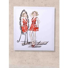 Keramika Havalı Kadınlar Lady Mirror Kanvas Tablo 40 x 45 cm