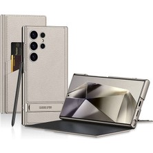 ZORE Samsung Galaxy S24 Ultra Uyumlu Kılıf Kamera Korumalı Suni Deri Tasarım Droga Standlı Kartlıklı Kapaklı Kılıf, Tita