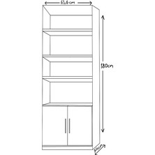 Sözer Simple 4 Raflı Kapaklı Kitaplık