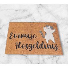 Mir Store Mirstore Kedi Desenli Evimize Hoşgeldiniz Yazılı Dış Kapı Paspası 45x65cm