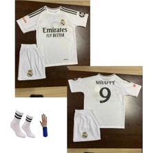 Gökmenspor Real Madrid Mbappe Yeni Sezon Beyaz Unisex Çocuk Futbol Forma Takımı 4'lü Set >AFA2104