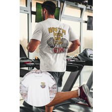 Fuddy Moda Oversize Now I'm Bad Crying At The Gym Sırt Baskılı Tişört, Unisex Gym Fitness Temalı T-Shirt