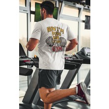 Fuddy Moda Oversize Now I'm Bad Crying At The Gym Sırt Baskılı Tişört, Unisex Gym Fitness Temalı T-Shirt