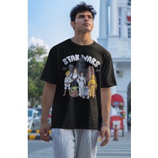 Fuddy Moda Unisex Star Wars Est 1977 Baskılı T-Shirt, Oversize Yıldız Savaşları Baskılı Tişört