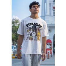 Fuddy Moda Unisex Star Wars Est 1977 Baskılı T-Shirt, Oversize Yıldız Savaşları Baskılı Tişört