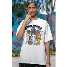 Fuddy Moda Unisex Star Wars Est 1977 Baskılı T-Shirt, Oversize Yıldız Savaşları Baskılı Tişört