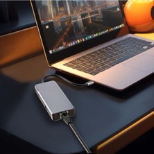 Porodo 9'u 1 Arada Usb-C Hub Type-C Pd 100W HDMI Ethernet USB Sd Kart 3.5mm Aux