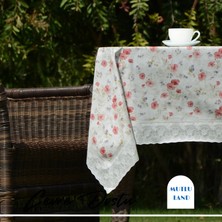 Mutlu Land Dolores Pvc Masa Örtüsü Kenar Dantel Beyaz - Kırmızı