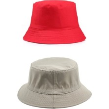 Derikem Ikili Yazlık Kumaş Kova Şapka, Erkek Kadın Düz Balıkçı Bucket Şapka, Unisex