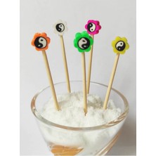 Beyhan Bayhan 100 Adet Dekoratif Yin Yang Boncuklu Cupcake Pasta Kürdanı 6 cm Karışık Renk