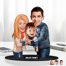 BK Gift Kişiye Özel Aile Karikatürlü Ahşap Biblo Model-21 Babaya Hediye, Anneye Hediye, Ev Hediyesi