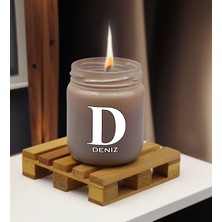 Bk Gift Kişiye Özel Dtf Isimli Gri Renkli Cam Kavanozda Kokulu Mum-2, Arkadaşa Hediye, Sevgiliye Hediye, Doğum Günü Hediyesi