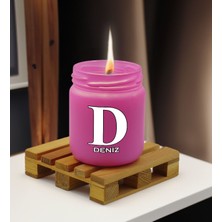 Bk Gift Kişiye Özel Dtf Isimli Pembe Renkli Cam Kavanozda Kokulu Mum-2, Arkadaşa Hediye, Sevgiliye Hediye, Doğum Günü Hediyesi