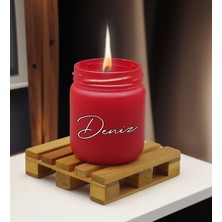 Bk Gift Kişiye Özel Dtf Isimli Kırmızı Renkli Cam Kavanozda Kokulu Mum-1, Arkadaşa Hediye, Sevgiliye Hediye, Doğum Günü Hediyesi