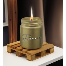 Bk Gift Kişiye Özel Dtf Isimli Gold Renkli Cam Kavanozda Kokulu Mum-1, Arkadaşa Hediye, Sevgiliye Hediye, Doğum Günü Hediyesi