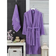 Mira Home Havlulu Banyo Kadın Bornoz Takımı Şalyaka 100 Pamuklu