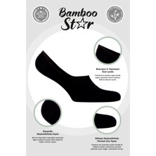 Bamboo Star Bambu Erkek Babet Siyah Çorap Dikişsiz Görünmez Kaydırman Topuk Silikonlu Premium 6'lı Siyah Çorap