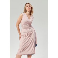 Lyn Mama Valentina Büyük Beden Kolsuz Abiye Mavi/Pudra Elbise