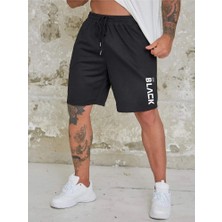 DAXİS Sportwear Company Erkek Siyah Baskılı Şort Esnek Yapı ile Konforlu Günlük Kullanım için İdeal