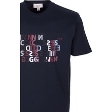 Ncs Jeans Erkek Tişört Bisiklet Yaka Lacivert Slim Fit Baskılı T-Shirt Ncs Jeans 1295