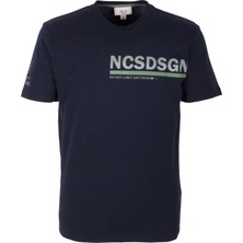 Ncs Jeans Erkek Tişört Bisiklet Yaka Lacivert Slim Fit Baskılı T-Shirt Ncs Jeans 1296