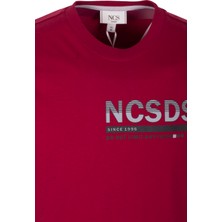 Ncs Jeans Erkek Tişört Bisiklet Yaka Bordo Slim Fit Baskılı T-Shirt Ncs Jeans 1296