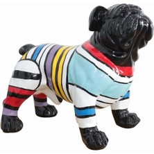 Lamedore Bulldog Colorful Strıped Sculpture 55x36x48 Cm