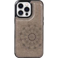 Mays Shop IPhone 13 Için Kart Tutucu Kılıf ile Cüzdan Pro Kabartmalı Mandala Desen Pu (Yurt Dışından)