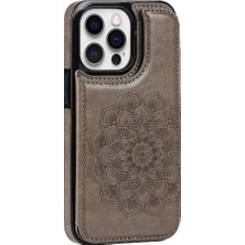 Mays Shop IPhone 13 Için Kart Tutucu Kılıf ile Cüzdan Pro Kabartmalı Mandala Desen Pu (Yurt Dışından)