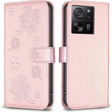 Mays Shop Xiaomi 13T Için Flip CASE/13T Pro Cüzdan Yonca Çiçek Kart Yuvaları Tutucu Pu (Yurt Dışından)