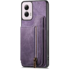 Mays Shop Motorola Moto G Güç 2024 Katlanabilir Arka Kapak Vintage Fermuar (Yurt Dışından)