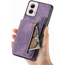 Mays Shop Motorola Moto G Güç 2024 Katlanabilir Arka Kapak Vintage Fermuar (Yurt Dışından)