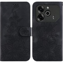 Mays Shop Tecno Pova 6 Pro 5g Kickstand Manyetik Cüzdan Kabartmalı Zambak Için Flip Case (Yurt Dışından)