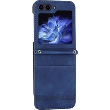 Mays Shop Samsung Galaxy Z Flip 5 Için Flip Case Bileklik Kart Yuvaları Manyetik Nakit (Yurt Dışından)