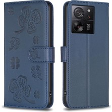 Mays Shop Xiaomi 13T Için Flip CASE/13T Pro Cüzdan Yonca Çiçek Kart Yuvaları Tutucu Pu (Yurt Dışından)