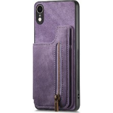 Mays Shop IPhone Xr Için Kılıf Standı Fonksiyonu Katlanabilir Arka Kapak Vintage Fermuar Cüzdan (Yurt Dışından)