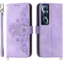 Mays Shop Realme C65 Darbeye Dayanıklı Kabartmalı Çoklu Kredi Kartı Yuvaları Için Flip Case (Yurt Dışından)