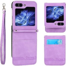 Mays Shop Samsung Galaxy Z Flip 5 Için Flip Case Bileklik Kart Yuvaları Manyetik Nakit (Yurt Dışından)