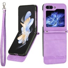 Mays Shop Samsung Galaxy Z Flip 5 Için Flip Case Bileklik Kart Yuvaları Manyetik Nakit (Yurt Dışından)